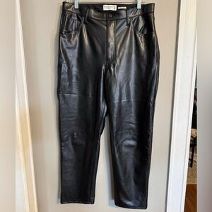 Abercrombie & Fitch Vegan Leather Ultra High Rise Ankle Straight Leather Pants